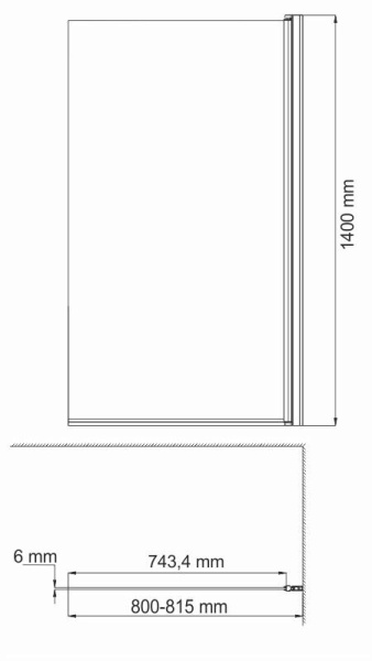 Стеклянная шторка на ванну (80х140)  WasserKRAFT Berkel 48P01-80RM